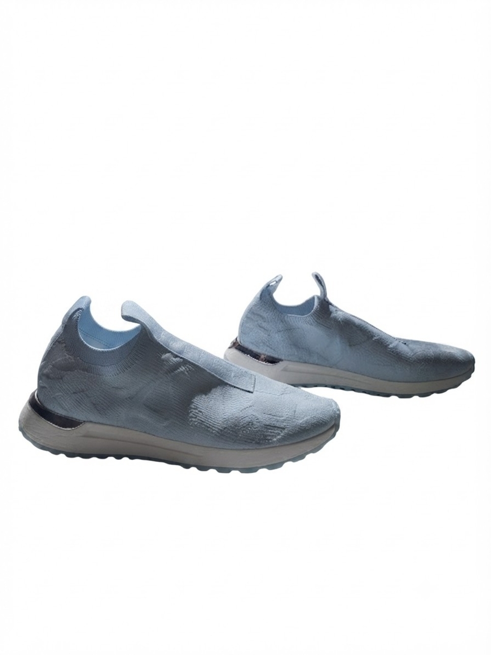 Michael Kors Bodie Slip On Knit Sneakers Light Blue Silver Metallic Size 9